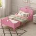 Macaron Twin Size Toddler Bed with Side Safety Rails, Headboard, and Footboard - Kid-Friendly Height, Easy Assembly