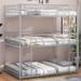 Heavy-Duty Silver/Black Full Size Triple Bunk Bed - Sturdy Steel Construction, Full-Length Guardrails, Space-Saving Design