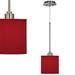 Nickel Mini Pendant Light 7" Modern Red Textured Faux Silk Drum - 7" x 25"