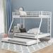 Twin over Full Steel Bunk Bed with Twin Trundle, Two-Side Ladders, Sturdy Construction, High-Quality Material