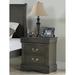 A Dark Gray Retro Style Solid Wood Bedside Table with Two Drawers Suitable for Bedrooms