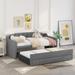 Twin Size Upholstered Daybed Sofa Bed with Trundle and Three Drawers, Supported By Wooden Boards
