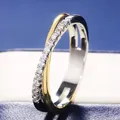 Huitan – bague de mariage en forme de X pour femmes anneau de luxe mélange de pierres en CZ