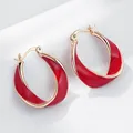 Wbmqda-Boucles d'oreilles pendantes élégantes en émail rouge pour femme or rose document simple