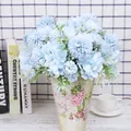 Bouquet de Pivoines et Hortensias Artificiels Fausses Fleurs Bleu Ciel Luxueux de Haute Qualité