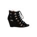 REPORT Wedges: Black Print Shoes - Women's Size 7 1/2 - Open Toe