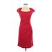 L.K. Bennett Casual Dress - Sheath Square Short sleeves: Red Print Dresses - Women's Size 6