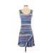 Calvin Klein Casual Dress - A-Line Scoop Neck Sleeveless: Purple Print Dresses - Women's Size 4