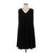 Anne Klein Casual Dress - Mini V-Neck Sleeveless: Black Solid Dresses - Women's Size 1X