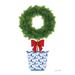 The Holiday Aisle® Christmas Wreath Topiary On Canvas by Annie LaPoint Print Canvas in Blue/Green | 12 H x 8 W x 1.25 D in | Wayfair