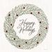 The Holiday Aisle® Happy Holidays Embroidery Wreath On Canvas by Cindy Jacobs Textual Art Canvas in Green | 30 H x 30 W x 1.25 D in | Wayfair