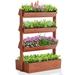 Arlmont & Co. Shanitha Vertical Wooden Garden Bed, Freestanding Wood Plant Stand Flower Rack Wooden Planter Box Container Wood in Brown | Wayfair