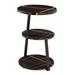 Wrought Studio™ Skylar Round 3-Tier Side Table w/ Raised Lip Tabletop & Asymmetric Legs Wood in Black | 24 H x 16.6 W x 15.75 D in | Wayfair