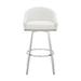 Everly Quinn Hillmont Swivel Extra Tall Stool Leather/Metal/Faux leather in Gray | 38.5 H x 20 W x 20 D in | Wayfair