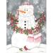 The Holiday Aisle® Snowman w/ Berry Garland On Canvas by Lisa Kennedy Print Canvas in Gray/Red/White | 18 H x 12 W x 1.25 D in | Wayfair