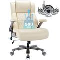 Inbox Zero Marciann 500LBS Big & Tall Ergonomic Leather Executive Chair w/ Adjustable Lumbar Support Upholstered/Metal in Gray | Wayfair