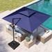 Arlmont & Co. Shaelan 10' Square Cantilever Umbrella w/ Weighted Base in Blue/Navy | 108 H x 120 W x 120 D in | Wayfair