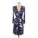 Emilio Pucci Casual Dress - Wrap: Blue Print Dresses - Women's Size 6