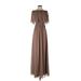 Show Me Your Mumu Casual Dress - A-Line Open Neckline Short sleeves: Brown Solid Dresses - New - Women's Size 2X-Small