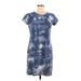 Gap Casual Dress - Shift Crew Neck Short sleeves: Blue Print Dresses - Women's Size Medium