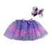 Kids Girls Party Dance Ballet Splice Star Sequin Tulle Skirt+Bow Hairpin Rainbow Tulle Skirt Denim Skirt for Girls Denim Jacket for Girls Mini Skirt Stretch Tennis Skirt for Toddler Girls
