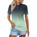 Biziza 2024 Women s Polo Shirts Floral Short Sleeve UPF 50+ Sun Protection Golf Polo Shirts for Women Dry Fit Quick Dry Collared Shirt Mint Green-S