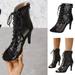 10cm/3.94 Slim Heels Ultra-high Heels Mesh Straps Dance Shoes Fish Billed Boots Black qILAKOG Size 5.5