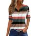 DENGDENG Women Compression Shirts V Neck Short Sleeve Striped Tunic Color Block Henley Tee Casual Button Down Blouses Dressy Summer Tops Plus Size Cute Clothes Pink 3XL