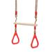 1 Set Wooden Trapeze Swing Bar with Plastic Rings Adjustable Rope Swing Set Swing Equipment Fitness Rings (Random Color)