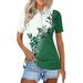 Biziza 2024 Women s Polo Shirts Floral Short Sleeve UPF 50+ Sun Protection Golf Polo Shirts for Women Dry Fit Quick Dry Collared Shirt Green-S