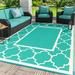 DEORAB Outdoor Rug for Patio Clearance 6 x9 Waterproof Mat Reversible Plastic Camping lake green & beige white