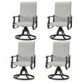 ECOPATIO Patio Swivel Chairs Set of 4 Outdoor Dining Chairs High Back All Weather Breathable Textilene Outdoor Swivel Chairs with Metal Rocking Frame for Lawn Garden Backyard Deck Light Gray