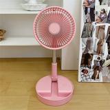 GÂ·PEH Pink Portable Folding Stand Fan USB Rechargeable - Telescopic Table Floor Fan for Cooling Comfort(Pink)