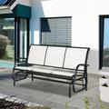 3-Person Patio Glider Bench Patio Swing Bench Rocking Loveseat Chair with Powder Coated Steel Frame and Breathable Seat Fabric Outdoor Rocking Bench for Garden Backyard Balcony White