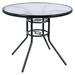 LeCeleBee 35 x 35 Outdoor Bistro Table Metal Round Patio Side Table Outdoor Coffee Table Furniture Garden Backyard Dining Table W/ Water Ripple Glass Table Top (Black)