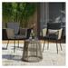 LeCeleBee 3 Pieces Wicker Chair Set w/Glass Table Gray Outdoor Patio Furniture Wicker Rattan Modern Conversation Chat Seating