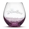 Premium Stemless Wine Glass Drinker Handmade Handblown Hand Etched Gifts Sand Carved18Oz (Bubble Purple)