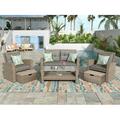 Highsound Outdoor 6 Piece Patio Furniture Set All Weather Wicker Sectional Sofa with one Love seat Two Sofa Chairs Coffee Table and Ottomans Light Gray