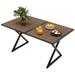 DWVO 59in Outdoor Patio Dining Table for 6-8 Metal Frame and Faux Wood Tabletop - Brown & Black