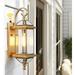 18.5 H Dusk to Dawn Sensor Outdoor Wall Light Fixture Golden Copper Porch Light with Tempered Glass Exterior Lights Wall Mount for Garage Porch Patio Oil-Rubbed Brass E26 Socket 1 Pack