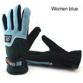 Fashion Anti-slip Ski Snowboard Driving Winter Warm Fleece Windproof Cycling Bicycle Gloves Full Finger WOMEN BLUE