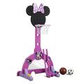 Disney Minnie Mouse 4-in-1 Sports Center by Delta Children â€“ Adjustable Easy Score Basketball Hoop Soccer/Hockey Net and Golf Game Pink