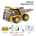 2.4Ghz RC Dump Truck 1/24 Rechargeable Remote Control Full Functional Construction Vehicle 9 Channel Dump Truck Front Loader Toy with Light and Sound for Kids