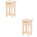 2 Pack Wood Nightstand Wooden Display Dollhouse Stool Miniature Model Toy Room Bedside Table