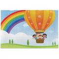 FREEAMG Rainbow Happy Kids Hot Air Balloon Blue Sky White Cloud Wild Landscape Jigsaw Puzzles 1000 Pieces Puzzle for Adults Kids DIY Gift