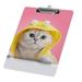 Hidove Acrylic Clipboard A Funny White Cat in A Yellow Coat Standard A4 Letter Size Clipboards with Silver Low Profile Clip Art Decorative Clipboard 12 x 8 inches