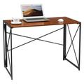 Writing Computer Desk Modern Simple Study Desk Industrial Folding Laptop Table for Home Office Notebook Desk Walnut Brown Desktop Black Frameâ€¦