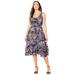 Plus Size Women's Georgette Flyaway Midi Dress by Catherines in Black Ikat Paisley (Size 3X)