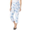 Plus Size Women's Flex-Fit Pull-On Denim Capri by Woman Within in White Tropical Palms (Size 38 WP)