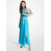 Michael Kors Smocked Georgette Maxi Dress Blue XL